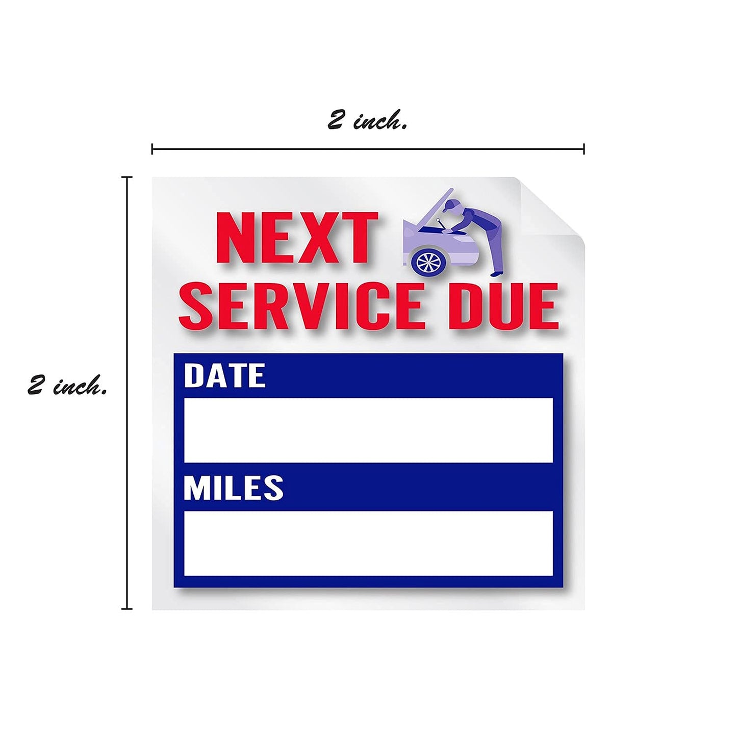 Oil Change Service Reminder Stickers / 500 Red Clear Blue Next Service Due Removable Labels / 2" x 2" Square Automotive Window Sticker/Made in The USA 500 Oil Change Labels Blue Red Service Due