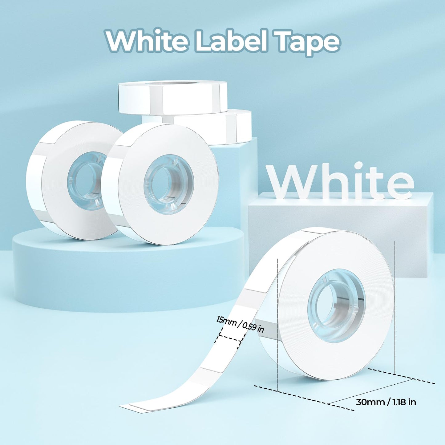 MUNBYN Thermal Label Tape for Penguin Bluetooth Label Maker Machine, 15 x 30mm 210 Labels/Roll, Self-Adhesive Label for Home, Office, School (White) White