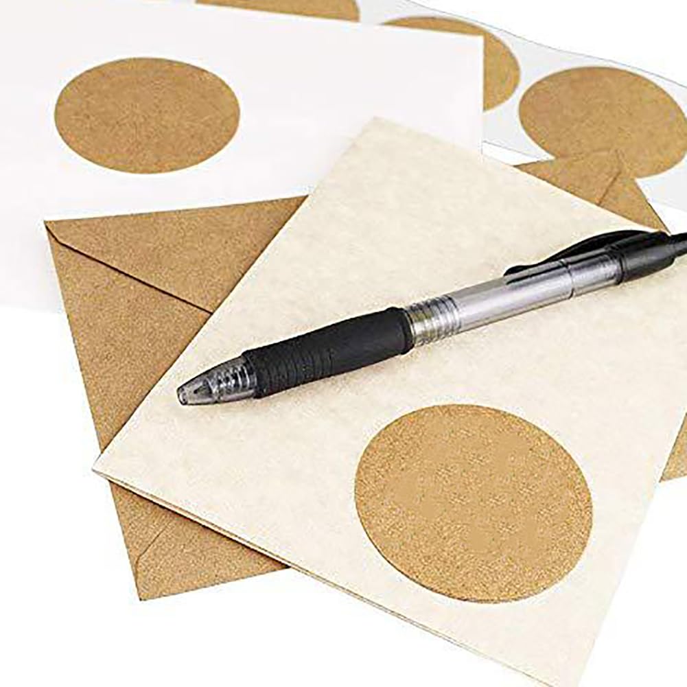 2 Rolls 1 Inch Round Kraft Paper Stickers Blank Circle Label Stickers Color Coding Label Dots Envelope Seal Stickers Gift Packaging Stickers