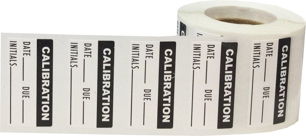White and Black Calibration Labels, 3/4 x 1 1/2 Inch in Size, 500 Adhesive Stickers on a Roll