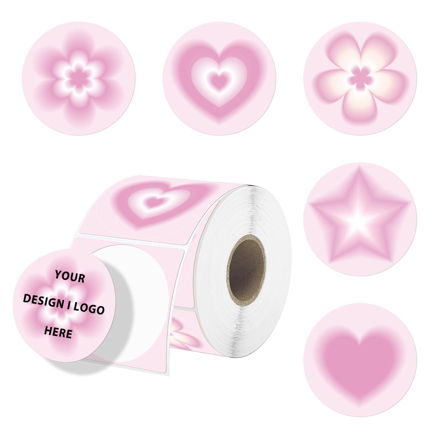 2 Inch Circle Thermal Stickers, Self-Adhesive Round Direct Thermal Labels with Perforation Line, Multi-Purpose Waterproof Thermal Label Stickers for Business, 500 Labels/1 Roll, Pink 2"(Round)