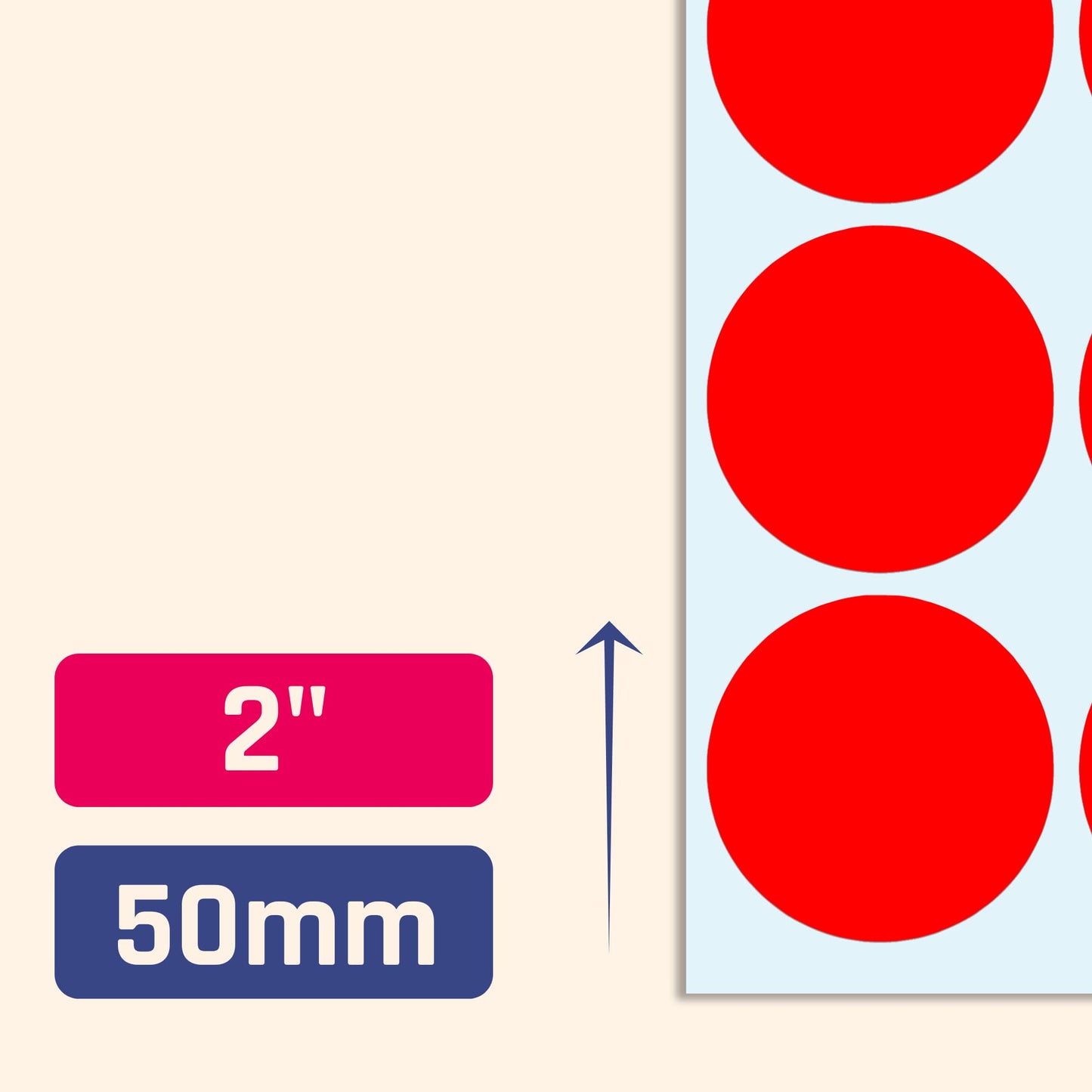 2" Round Large Colored Moving Stickers Labels - 10 Colors, Pack of 240 2" Diameter