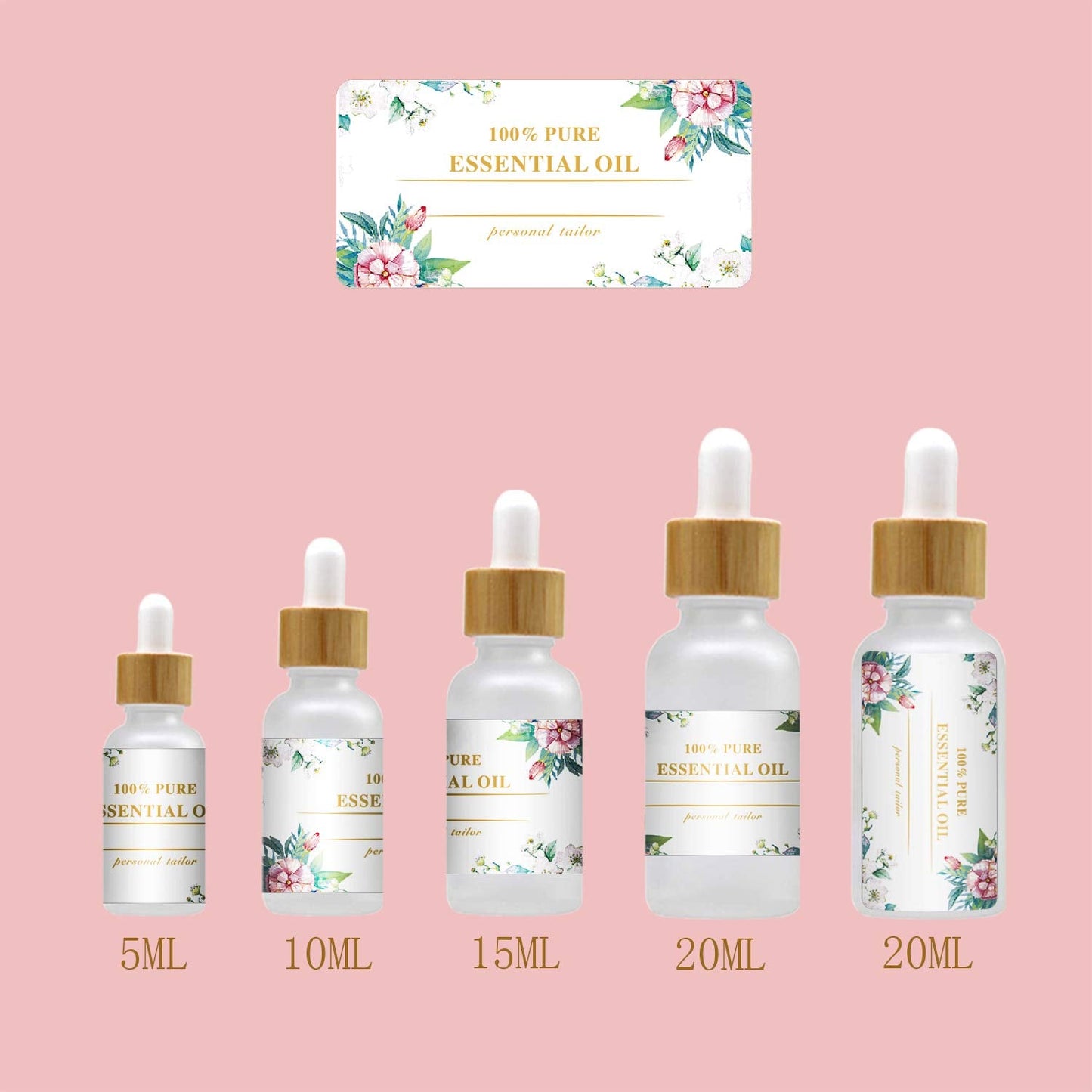 Essential Oil Labels Stickers, Suitable for 5ml 10ml 15ml 20ml 30ml Essential Oils Standard Bottles Waterproof Labels(100 PCS) (large A) Large A