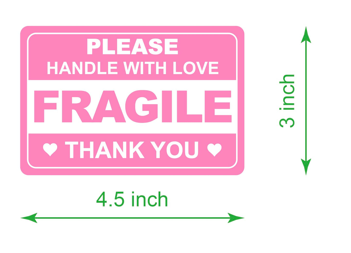 3x4.5 100 PCS Pink Fragile Handle with Love Labels Thank You Stickers Shipping Mailing Cartons Envelops Adhesive Labels-Poskornwel