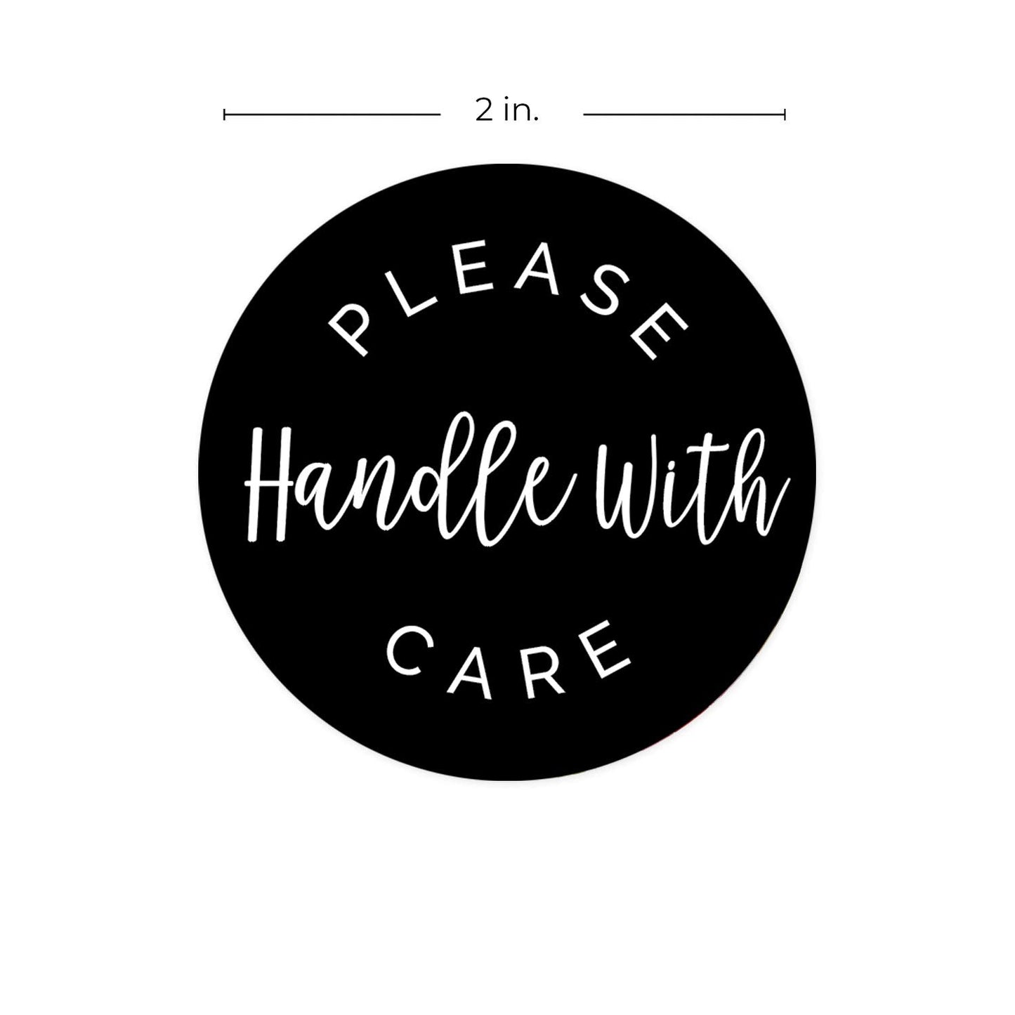 Please Handle with Care Label / 500 Small Business Shipping Stickers / 2" Order Package Envelope Seals/Made in The USA Black, White