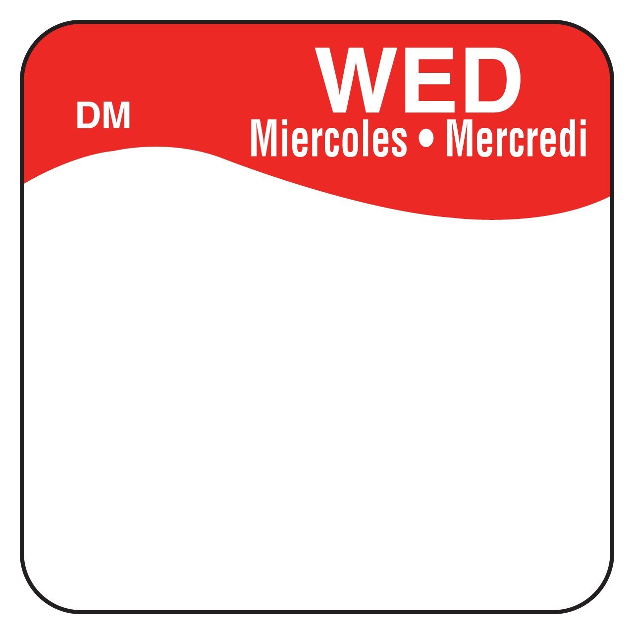 DayMark Day of The Week 1" x 1" Dissolvable Label, WED (Roll of 500)