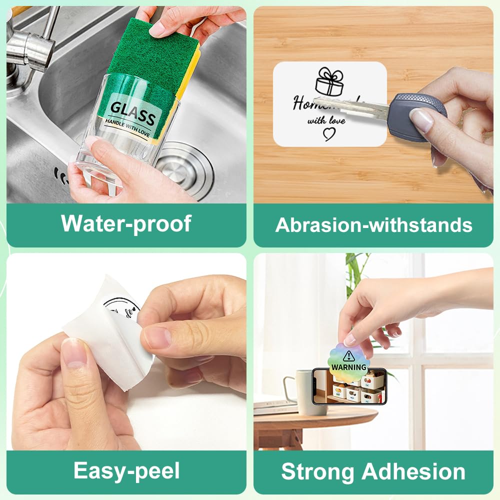 Phomemo Thermal Labels, 0.78''x0.78'' (20x20mm) Multi-Purpose Self Adhesive Label for M110 M220 M221 M120 M200 M150 M250 M260 M108 M100, for DIY Logo Design, 300 Labels/Roll 20x20mm White