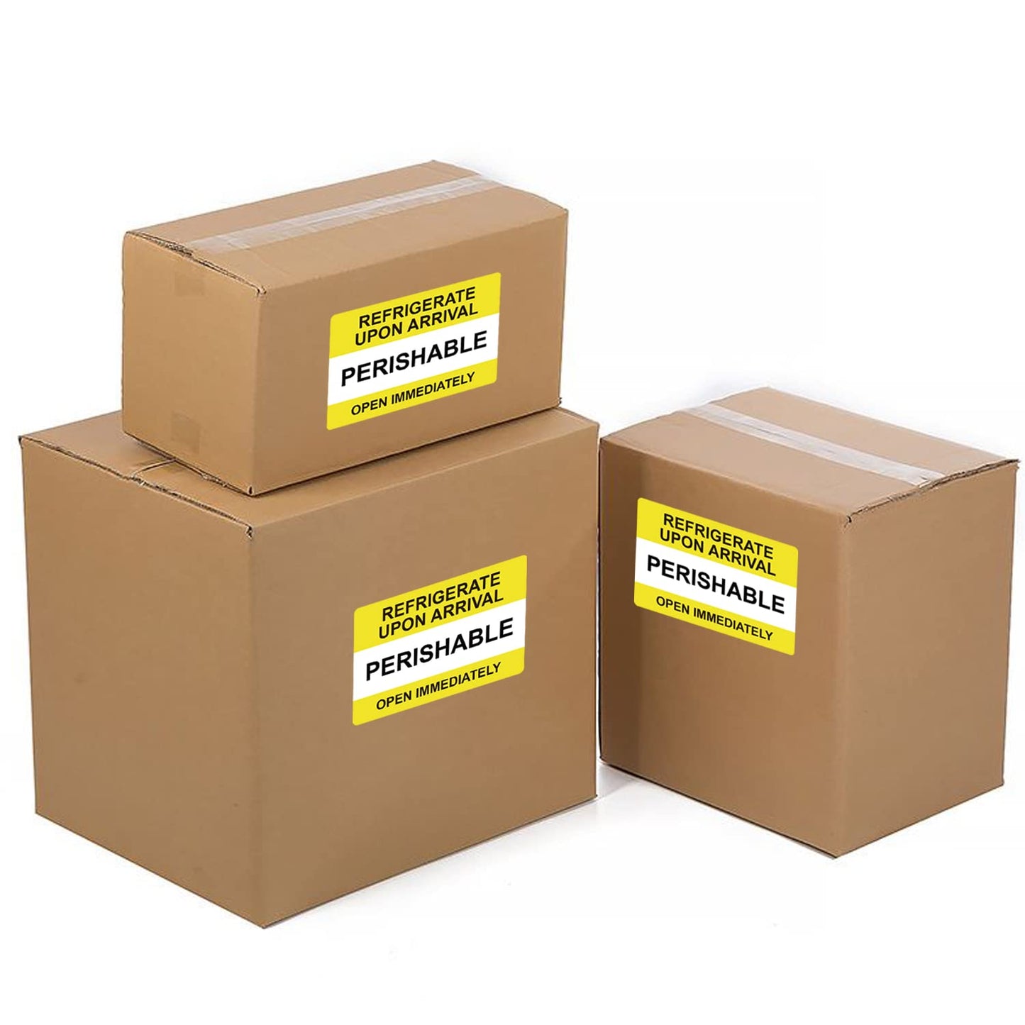 Yellow Self Adhesive Warning Shipping Mailing Labels/Stickers - "PERISHABLE REFRIGERATE Upon Arrival Open Immediately" for Shipping and Packing, 3" Length x 2" Width, Black on Green 250pcs Yellow 2 x 3 inch