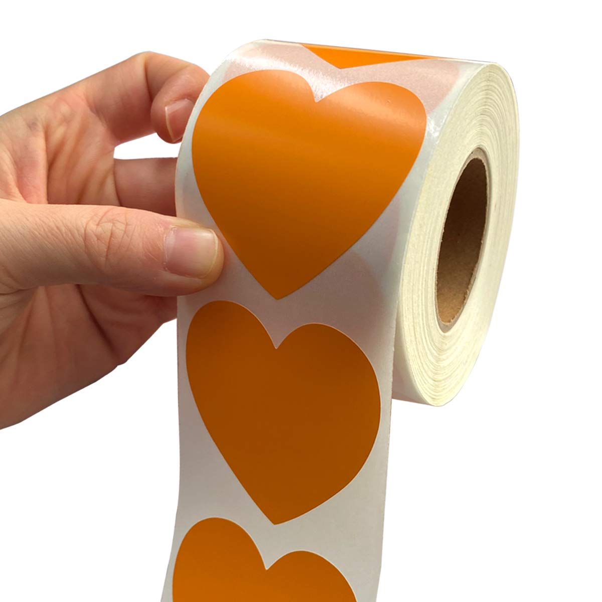 Mother's Day Stickers,Heart Shape Label,Stickers for Wedding Crafting Scrapbooking,Father's Day Supplies, 2 Inch Adhesive Label 500 Per Roll (1 Roll) Orange