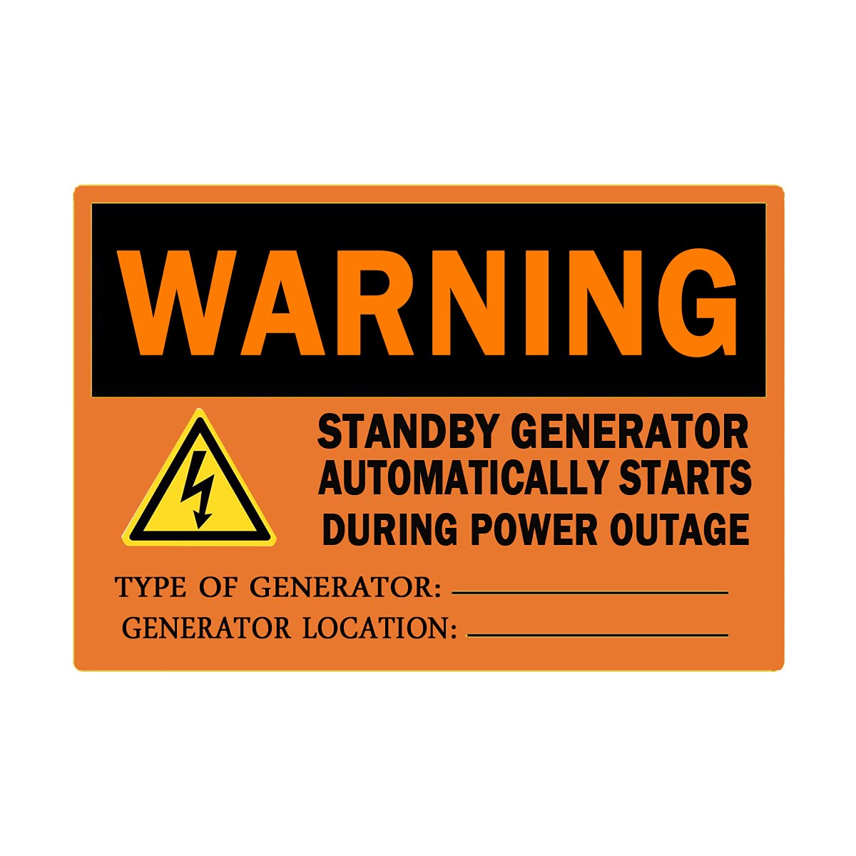20 Pack Warning Standby Generator Starts Automatically OSHA Label Decal,5x3.5 Inch Warning Sign | Decal | Protect Your Business, Work Site, Warehouse & Shop Area