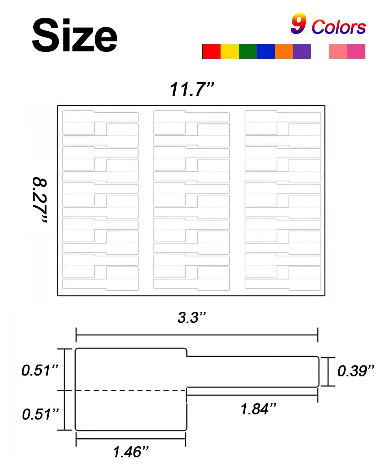 270 Pcs Cable Labels - 9 Colors, Waterproof, Self-Adhesive, Tear Resistant Wire Labels for Electronics & Laser Printer 9 Sheet/9 Colors (270 Pcs)