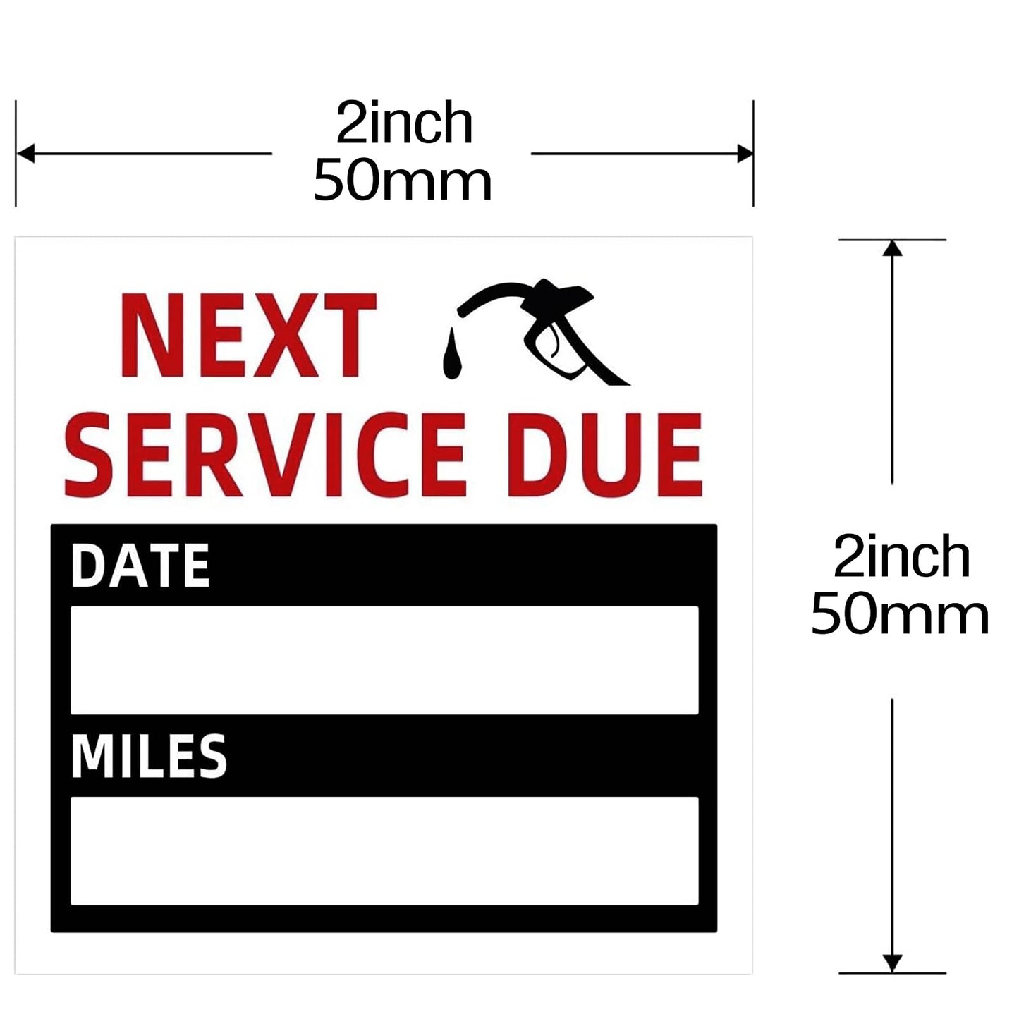 500pcs Oil Change Auto Maintenance Service Due Reminder Stickers Labels 500pcs/Roll Stickers,Easy-Peel with No Residue, Easy to Write On,2x2 Inch, Black