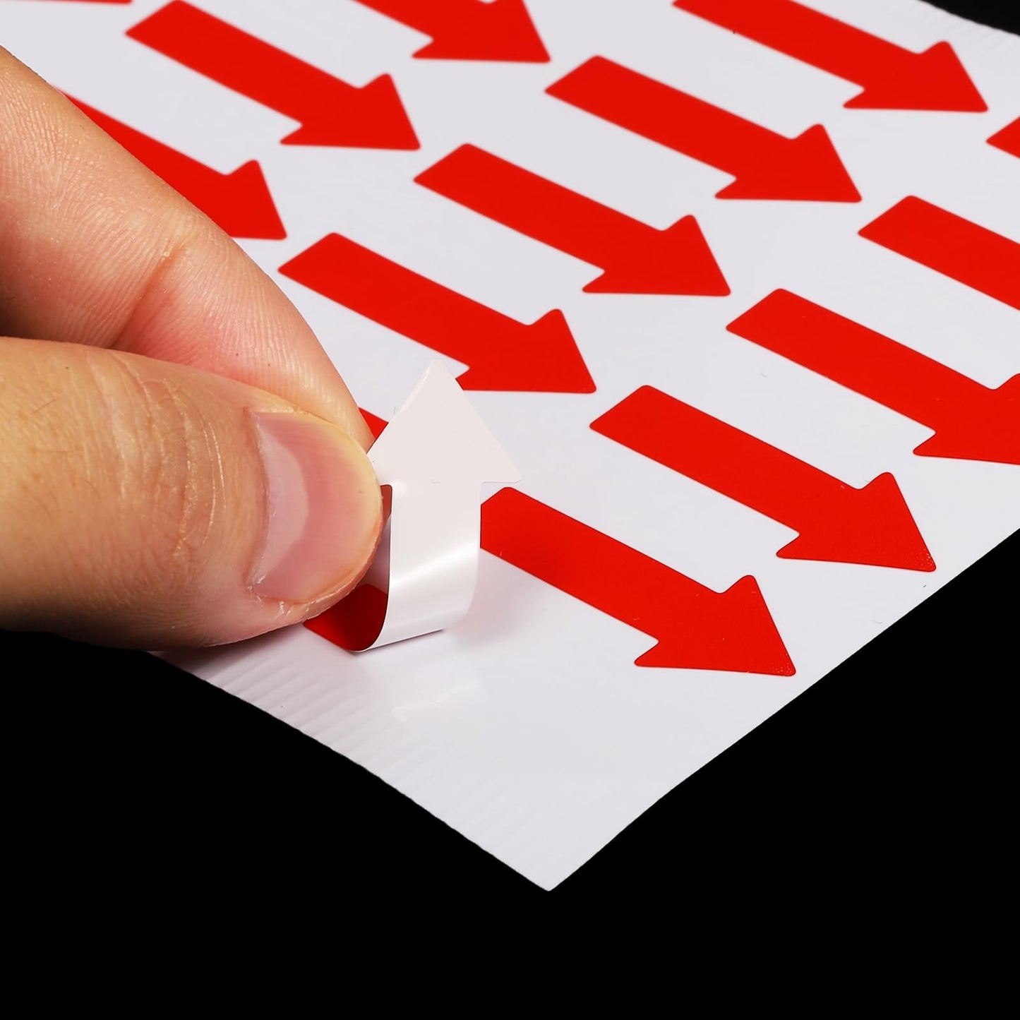 PATIKIL Small Arrow Sticker Label 1.2x0.5, 450 Pcs Adhesive Color Coding Sign Decal for Gas Flow Direction Inspection Defect Marking, Red