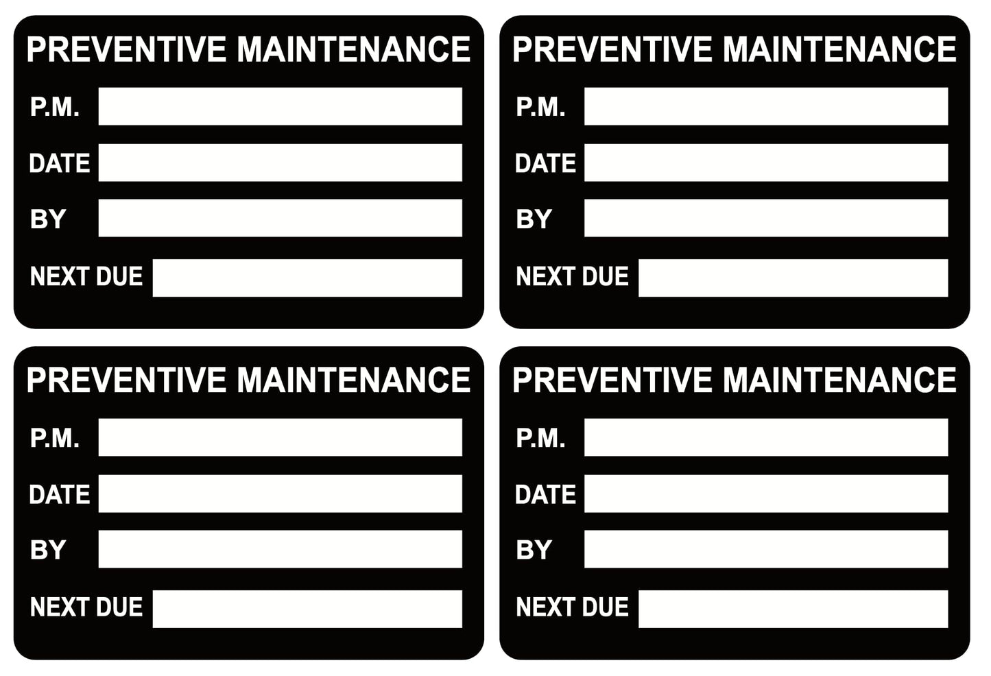 2x3 inch 200 PCS Black Preventive Maintenance Stickers for Machines and Equipments
