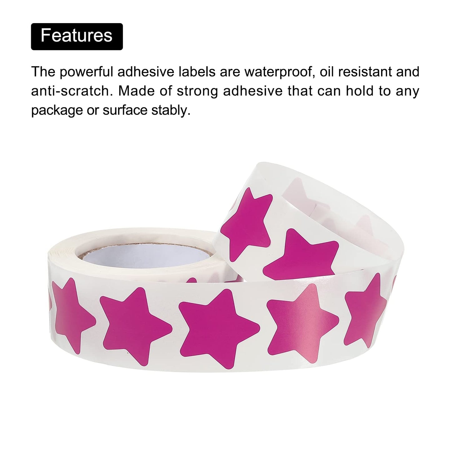 MECCANIXITY 1 Roll Star Stickers 1 Inch DIY Adhesive PVC Labels for Notes, Greeting Cards, Gift Boxes, 500 Count/Roll Purple
