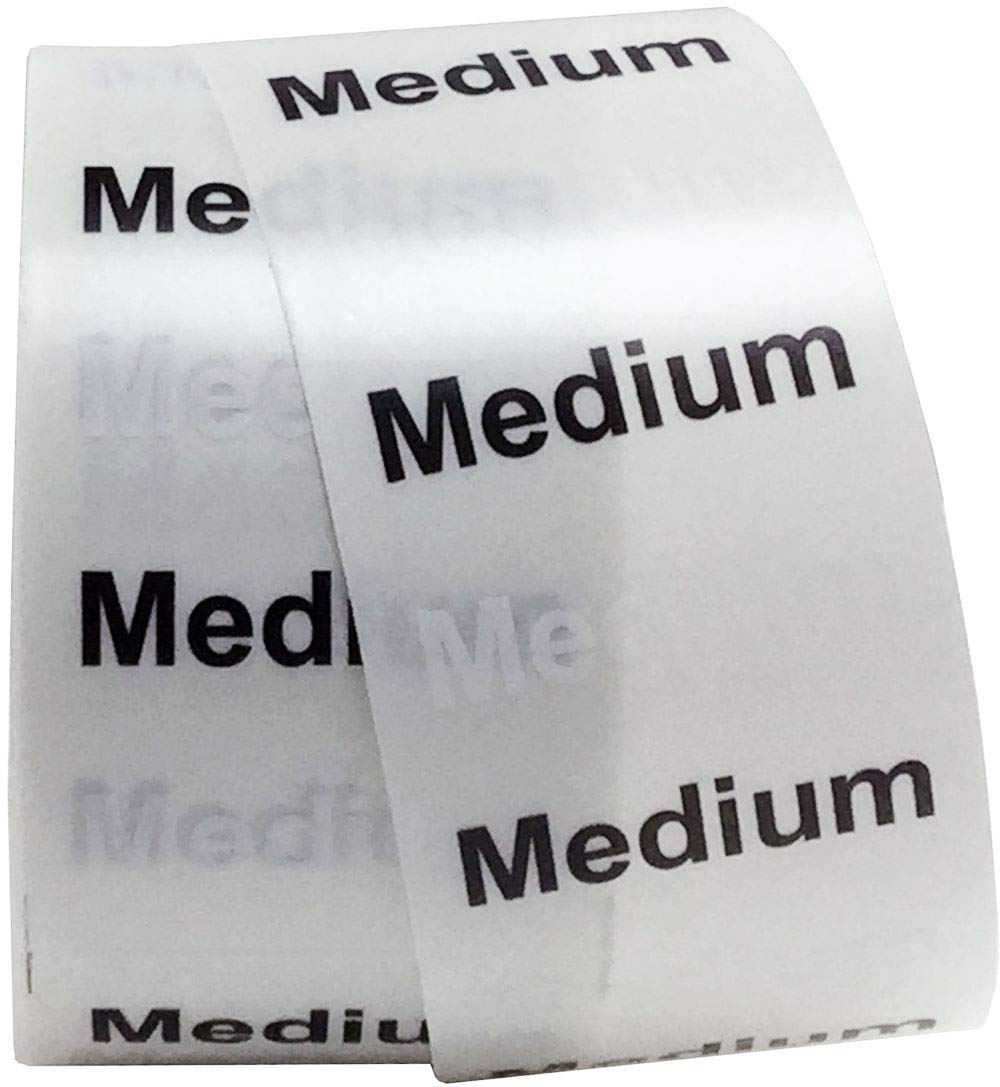 Medium Modern Clothing Labels Size Strip Stickers for Retail Apparel 1.25 x 5 Inch 125 Adhesive Stickers Medium
