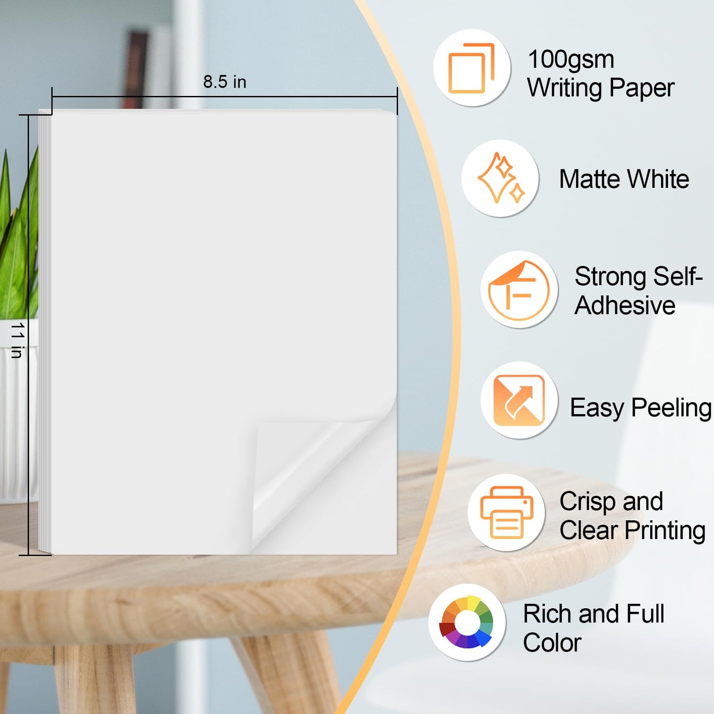 Printable Sticker Paper for Inkjet Printer, 40 Sheets 8.5inchesx11” Matte Sticker Printer Paper Full Sheet Labels, Sticker Paper for Printer Sticker Labels, for Laser/Inkjet Printers, Letter Size 8.5x11"|40 Labels