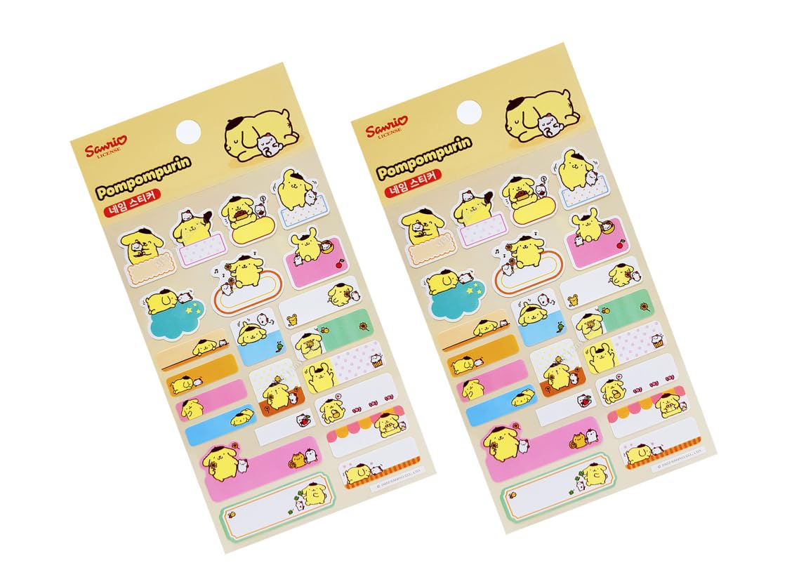 Pompompurin's Officially Licensed Name Stickers for Labeling Items - 2 Sheets - 44 Stickers