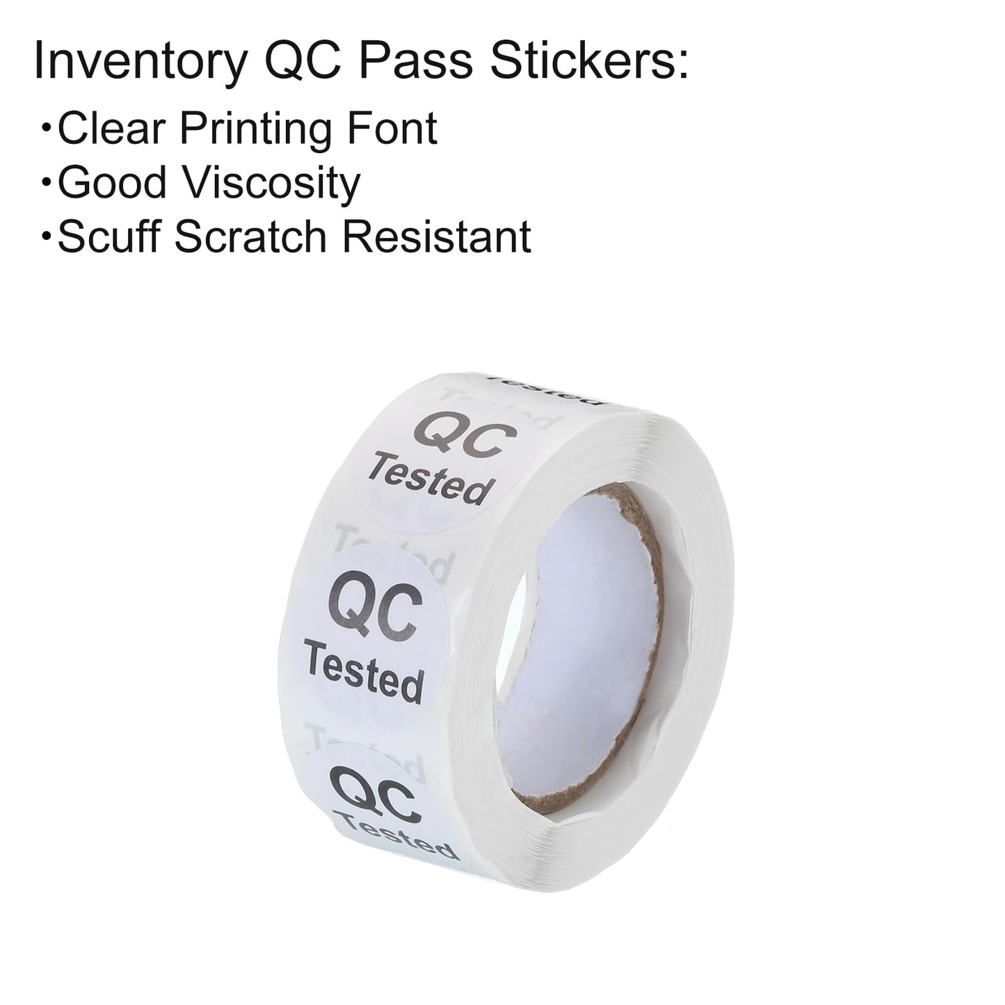 MECCANIXITY Inventory QC Tested Stickers Labels 25mm/1" White for Inventory Warehouse Stock, 2 Roll 1000 Piece