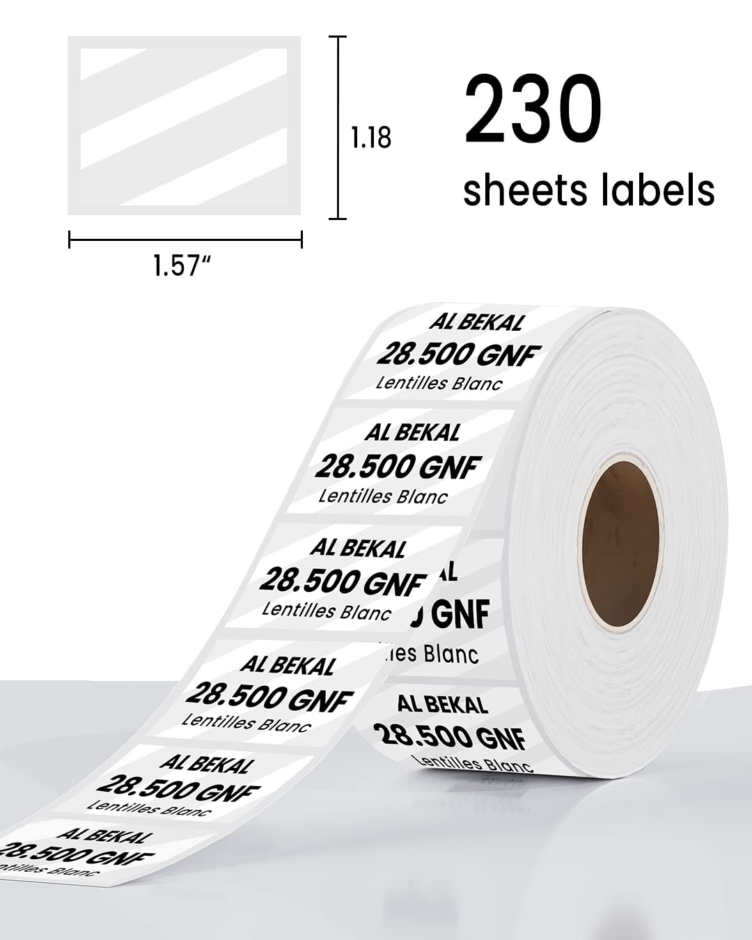 Phomemo Clear Square/Rectangle Labels 1.57'' x 1.18'', for Phomemo M110/M110S/M120/M200/M220 Label Maker, 230 Labels/1 Roll, Thermal Sticker Label for Address, Barcod, Note 1.57" x1.18"