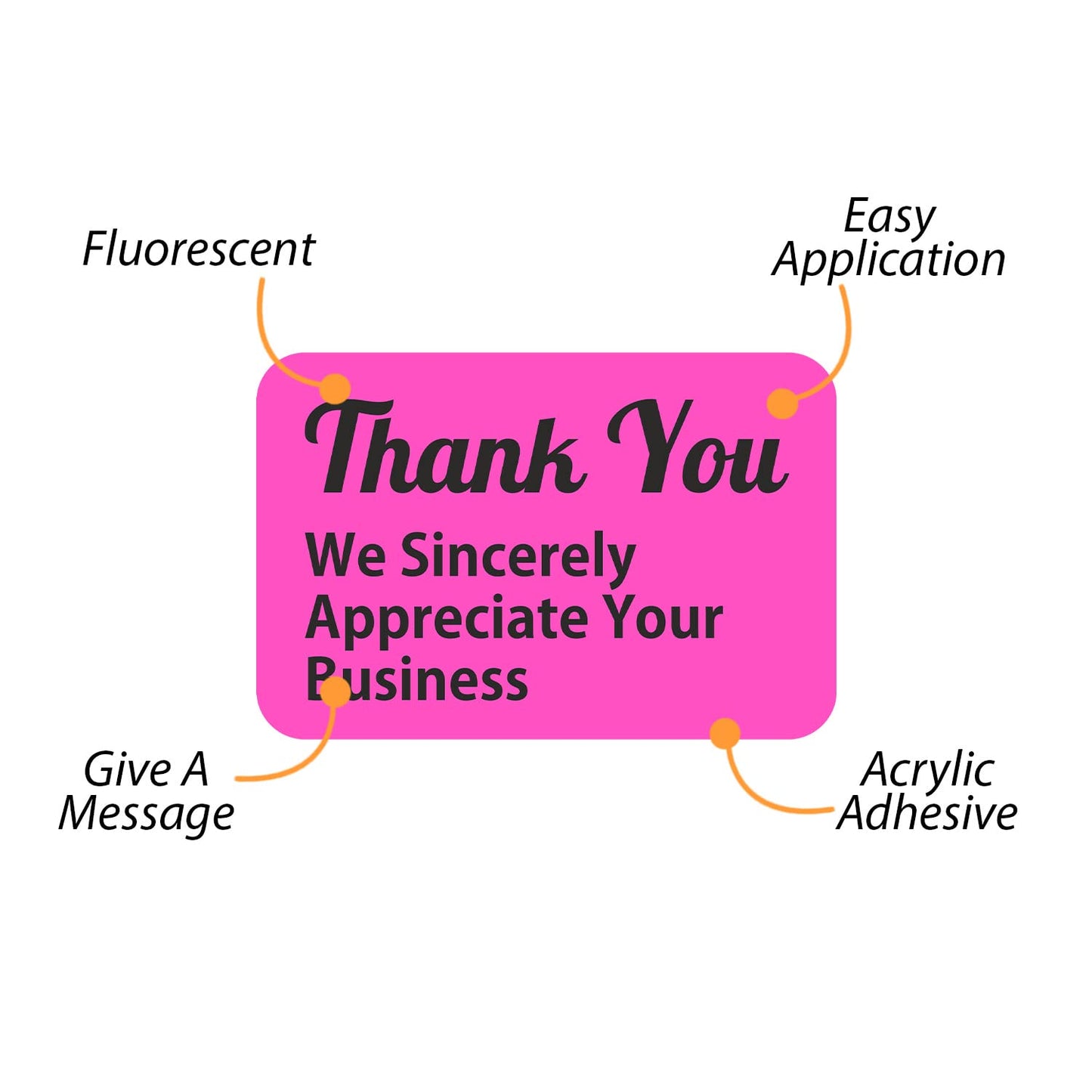 SmartSign Pack of 500 Thank You We Sincerely Appreciate Your Business Labels in Dispenser Box | 1" x 1.5" Fluorescent Paper Stickers, Made in USA