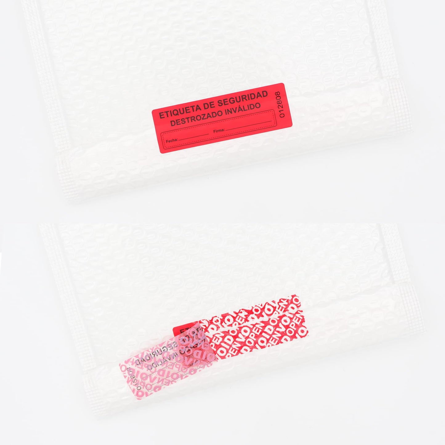 100Pcs Tamper Evident Security Stickers 1x3 inch Spanish Red Complete Transfer Tamper Proof Labels Safety Torn up Invalid Seals Tape (Red)