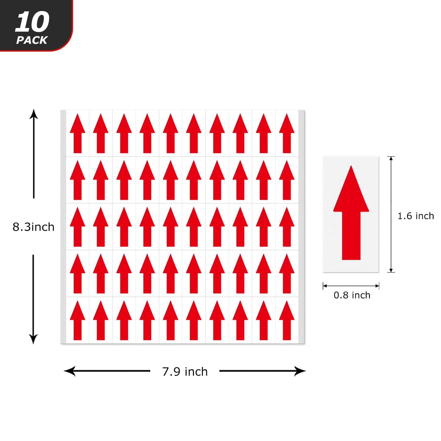 Red Small Arrow Stickers 1.6 Inch Sticker - Removable Waterproof Self-Adhesive Labels for Marking 500 PCS 1.6 x 0.8 Inch