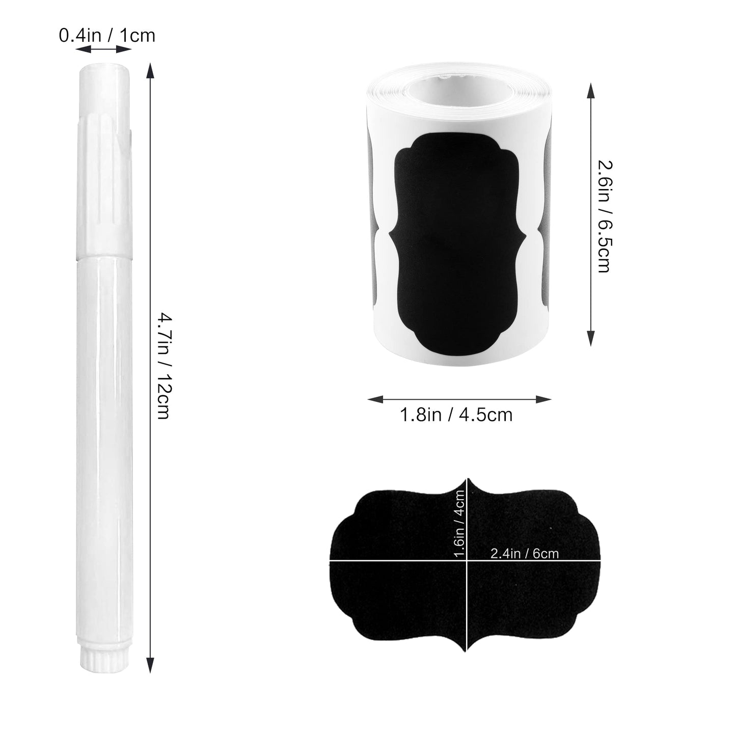 MUWOOB Chalkboard Labels, 120 Pcs Black Reusable Waterproof Labels Stickers with 2 White Chalk Markers, Kitchen Pantry Sticker Labels for Containers, Mason Jars, Condiments, Food Storage (Strange) Irregular