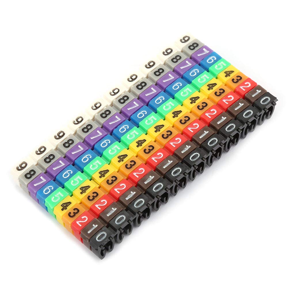 Wire Number Labels, Clip on Wire Markers, Colorful Cable Numbering Marker for Data Center Cable Management, Studio Patch Bays(100PCS KCM-2.5MM) 100PCS KCM-2.5MM