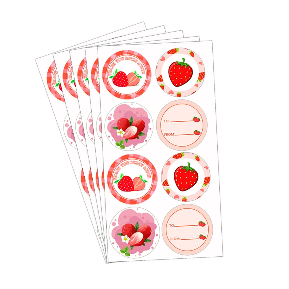 Pink Strawberry Thank You Stickers Labels Strawberry Envelope Seals 2 Inch to and from Present Stickers Thank You for Being So Sweet Birthday Party Favors Labels 240 Pcs Per Pack