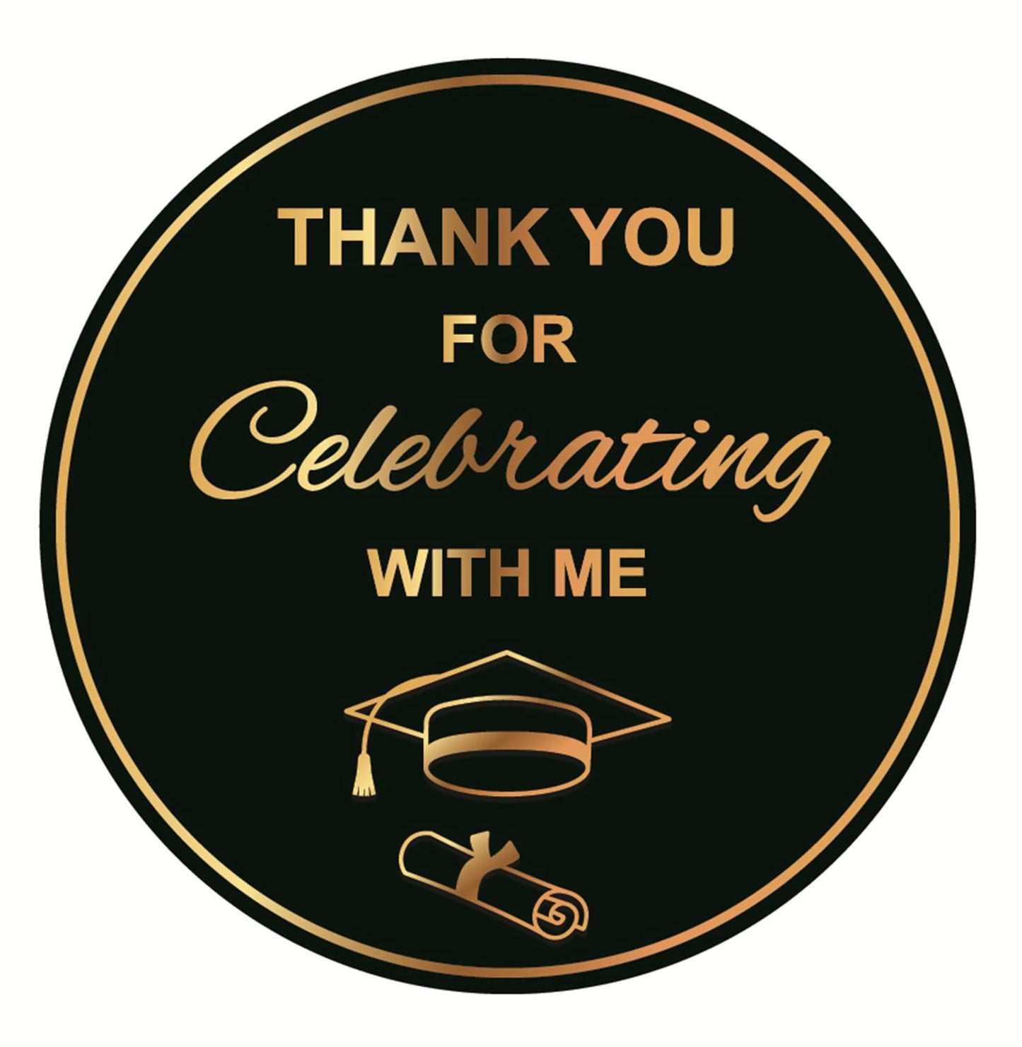 Graduation Thank You Stickers,2 inch 90pcs Gold Stamping Thank You Celebrating Us Sticker for Graduation Party