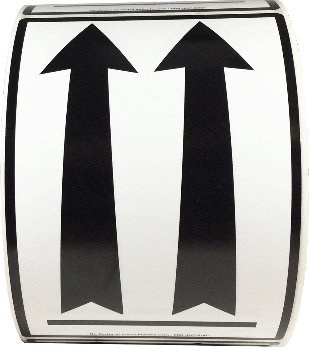 Air Specialty Up Black Arrow Labels 4 x 6 Inch 500 Adhesive Stickers Per Roll