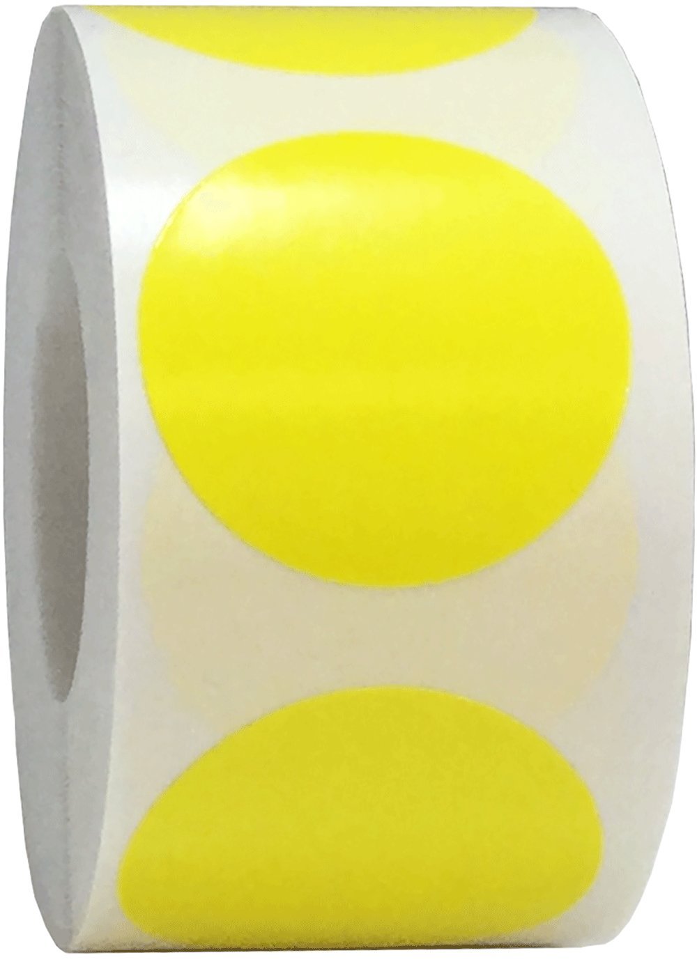 Hot Yellow Color Coding Labels for Organizing Inventory 1 1/4 Inch Round Circle Dots 500 Total Adhesive Stickers On A Roll Hot Yellow