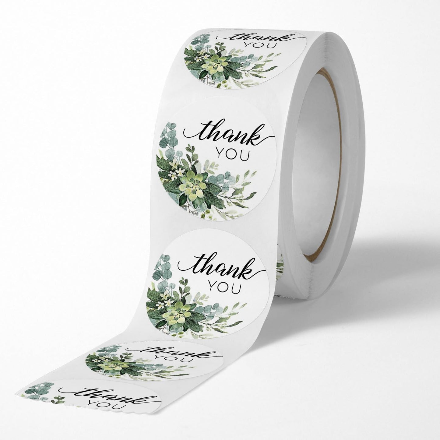 Thank You Stickers - Green Leaf Elegant Designs for Gifts, Packaging, and Business - 1’’ Adhesive Labels - Express Gratitude with Style - Pack of 500