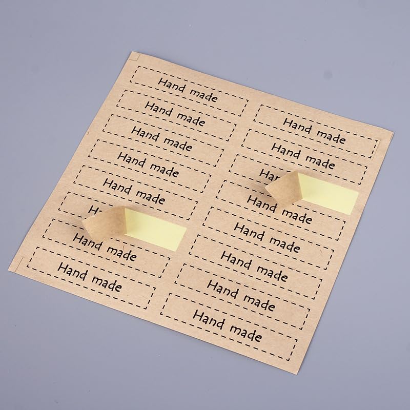 10 Sheets Hand Made Sealing Stickers Adhesive Kraft Paper Label Sticker Hand Made Envelopes Stickers Baking Labels Stickers for Cake Boxes DIY Craft Arts Handmade Baking, 2.75 x 0.59 Inch
