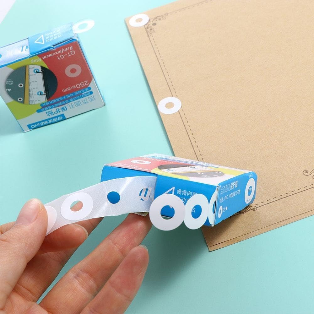250Pcs Transparent Self-Adhesive Hole Reinforcement Labels Round Stickers, Hole Punch Protector Stickers Loose Leaf Paper Hole Sticker, Labels and Stickers, Hole Reinforcement Stickers