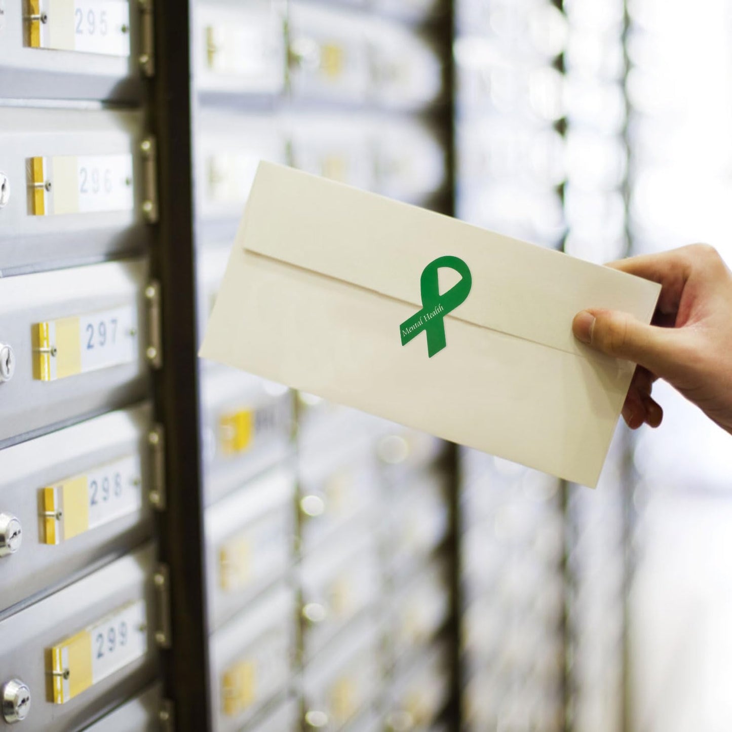 WANDIC Printed Green Ribbon Stickers, 500pcs Mental Health Awareness Decal Adhesive Label for Public Charity Fundraiser Events Supplies Gifts 500 pcs