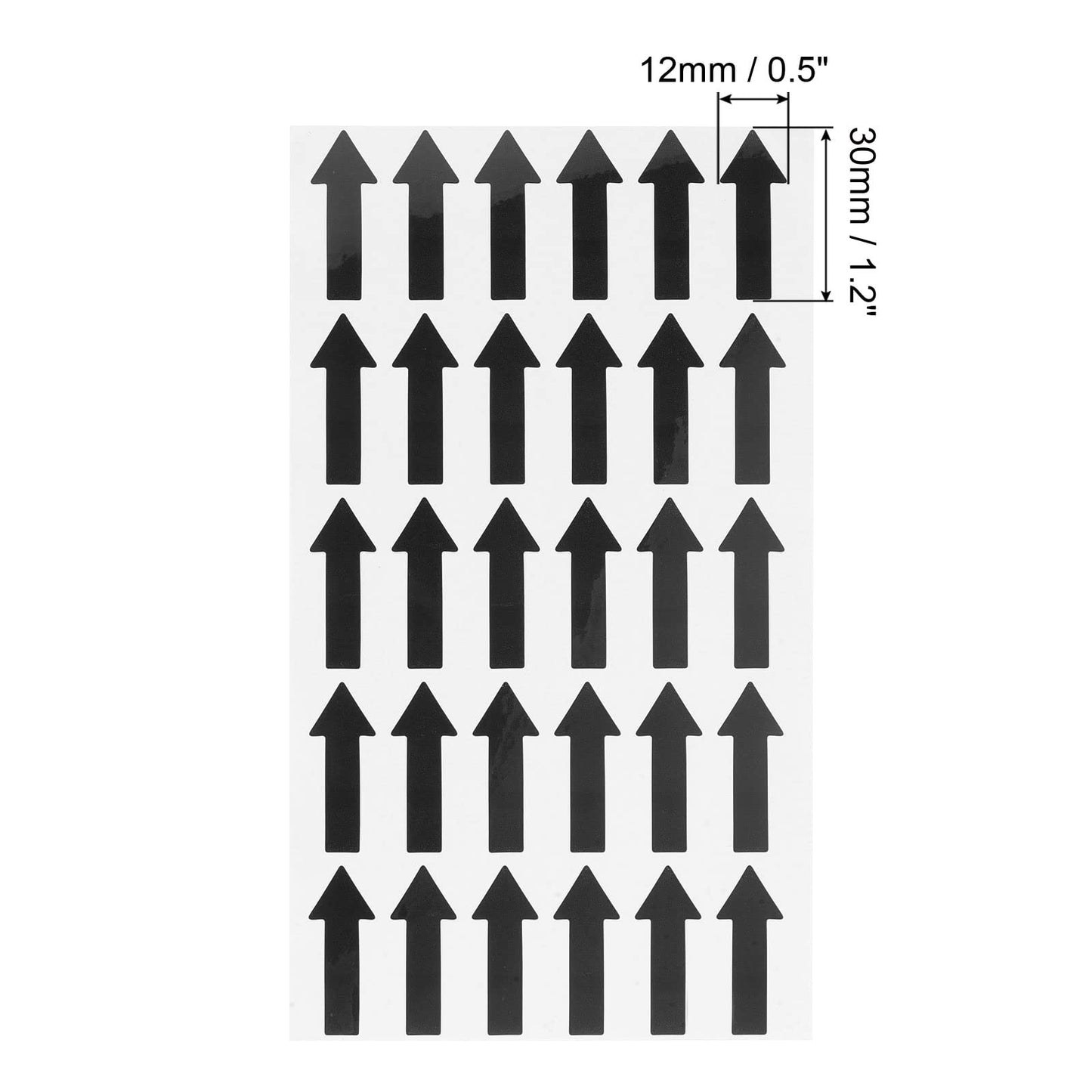 PATIKIL Small Arrow Sticker Label 1.2x0.4, 600 Pcs Adhesive Color Coding Sign Decal for Gas Flow Direction Inspection Defect Marking, Black