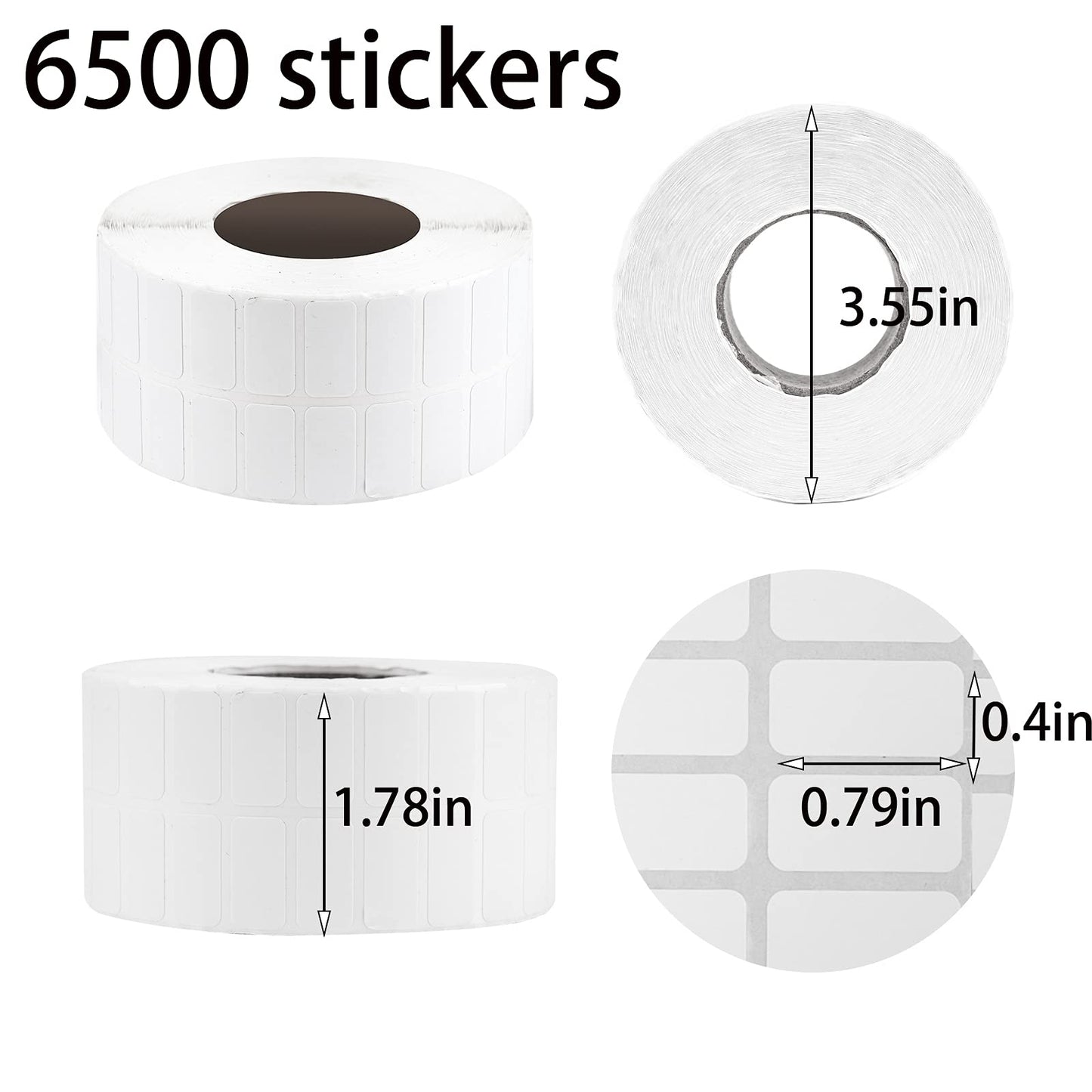 6500 Pcs Diamond Painting Labels Storage Containers - Sticker Sheets, Blank Name Number Labels, White Rectangle Self-Adhesive Writable Beads Stickers for 5D DIY Diamond Art