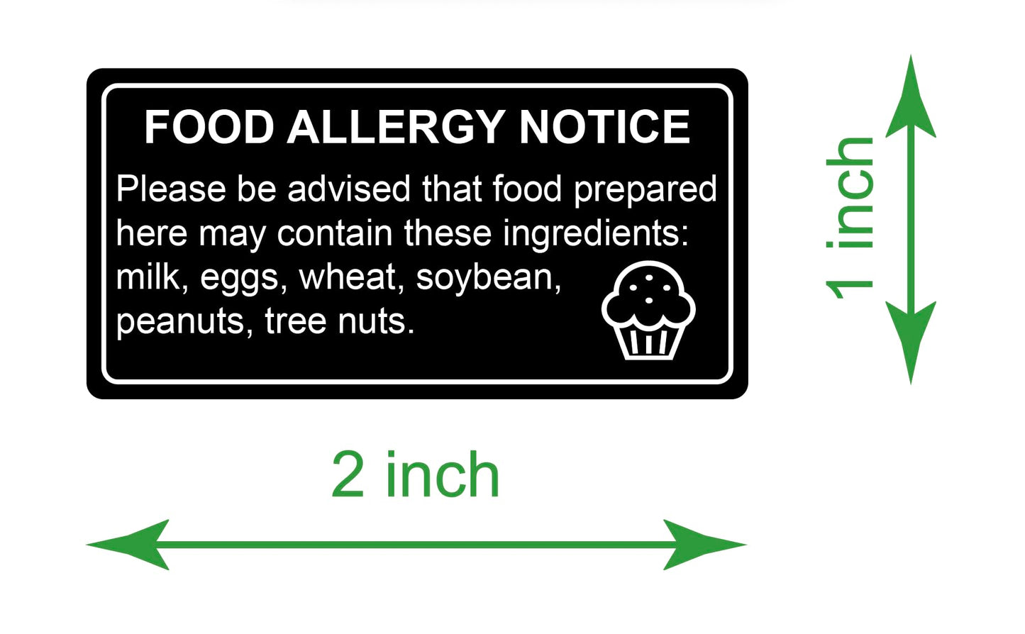 500PCS 1x2'' Black Removable Food Allergy Warning Labels Allergies Restaurant Food Labels Self Adhesive Stickers