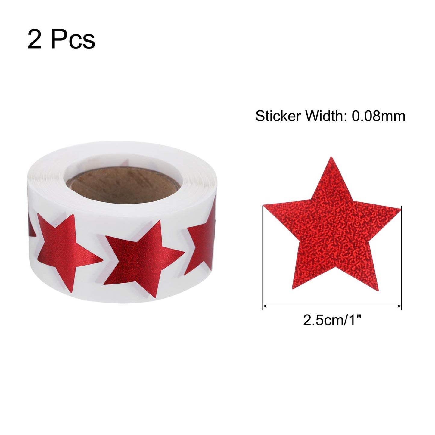uxcell 1000Pcs Glitters Star-Shaped Stickers 1 Inch Holographic Sparkle Self-Adhesive Coding Label Waterproof Shiny Stickers for Office Shop Home Classroom Marking, Red(C-83-25)