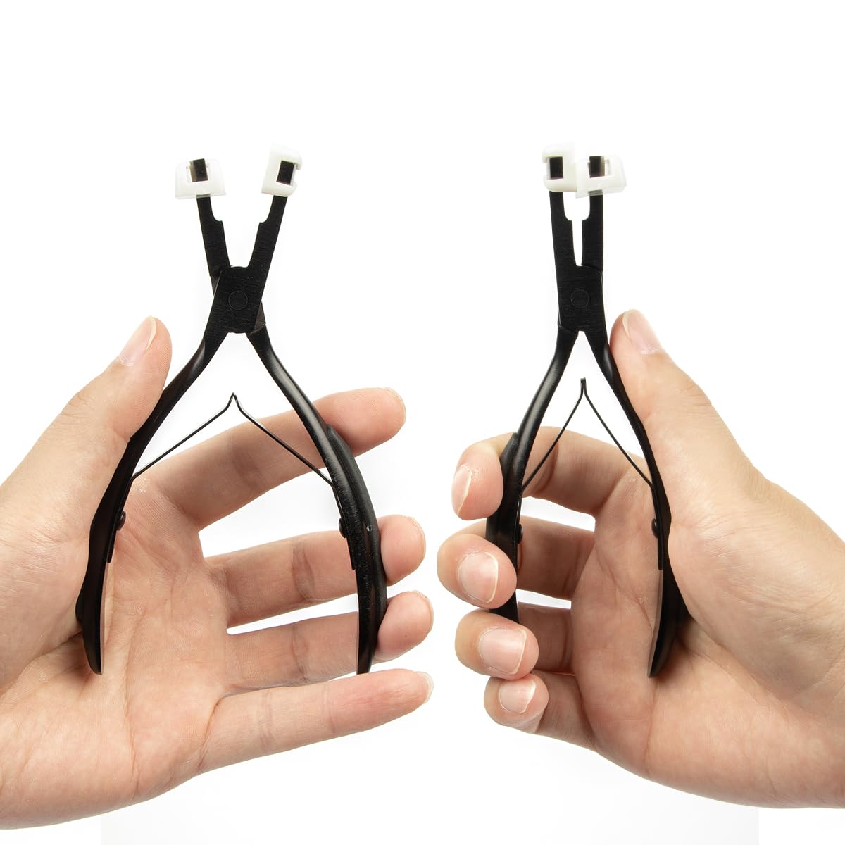 Black Hair Extension Tools Professional Stainless Steel Hair Extension Pliers Anti Slip Pad Clamp Tool For Salon Stylists & Home Users Tape In Hair Extensions Installation 5.8 Inch Black