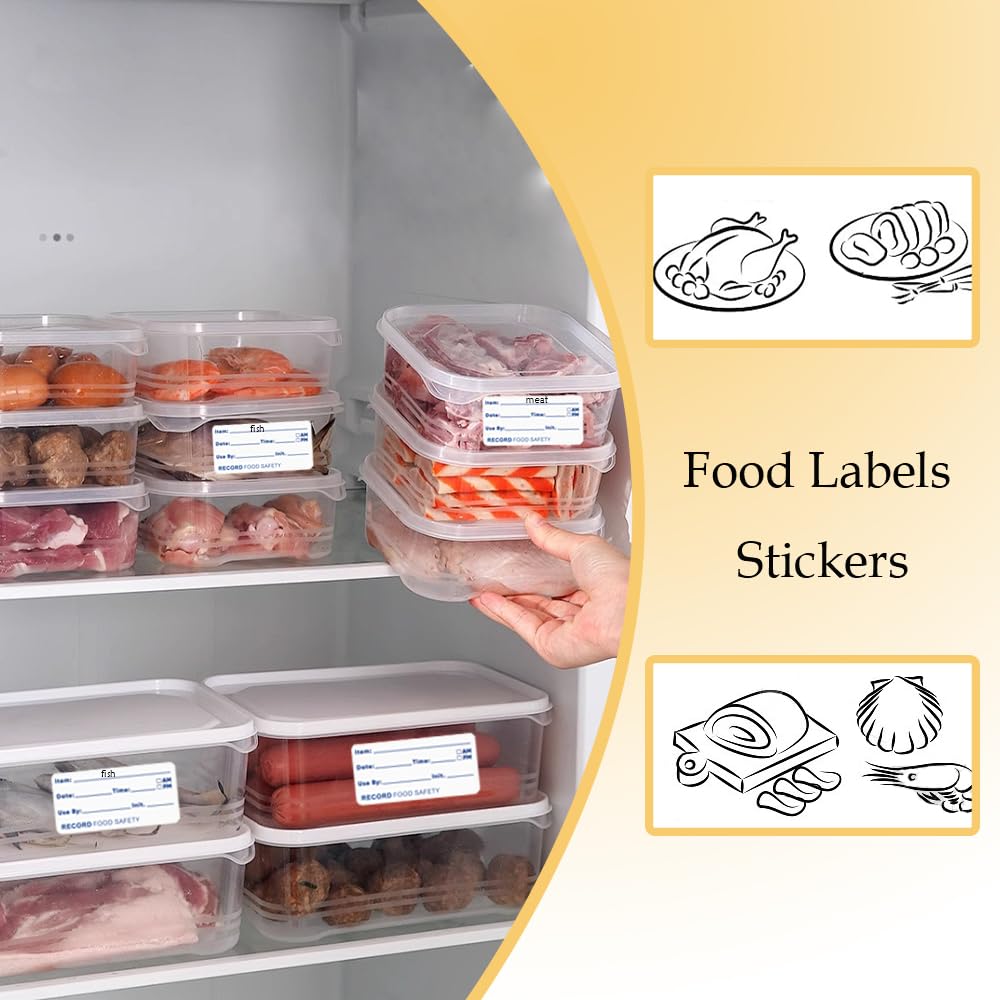 3 Rolls/1500 PCS Food Labels Stickers 1 x 2 Inch Removable Food Date Labels No-Residue Freezer Tape to Write on for Labeling Food Containers Food Date