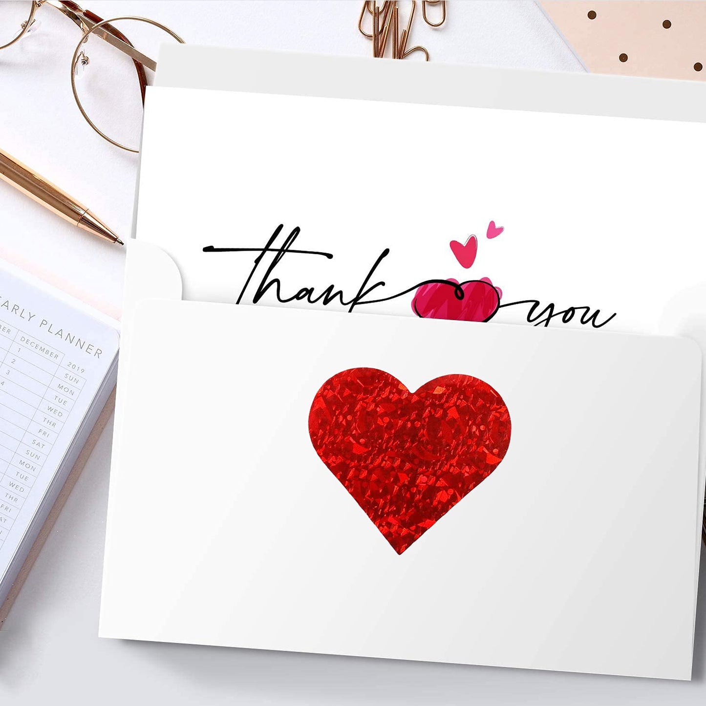 Valentines Glitter Red Heart Stickers, 1.5" Heart Decorative Labels 500 per Roll, Valentine's Day Love Decorations for Wedding, Anniversaries