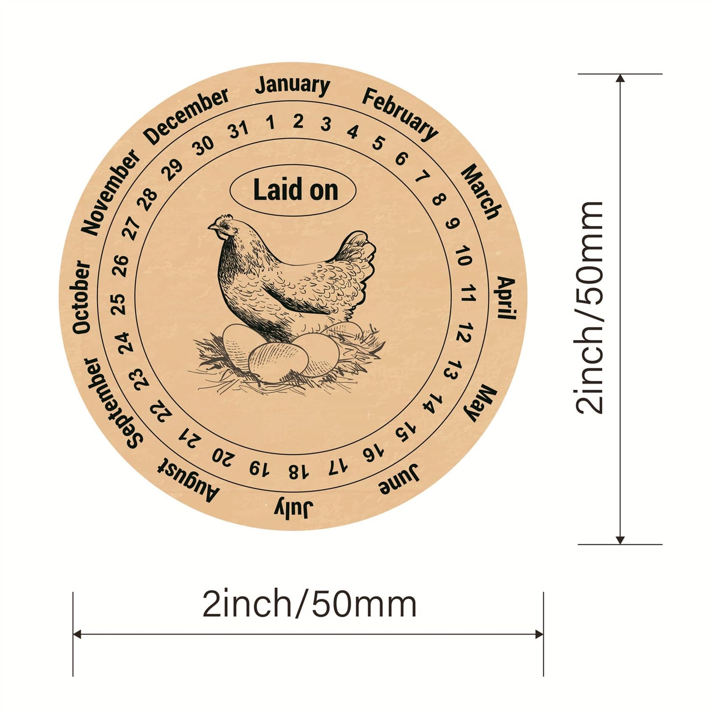 Laid on Date Fresh Egg Sticker,2inch 300pcs Laid on Fresh Egg Sticker Brown