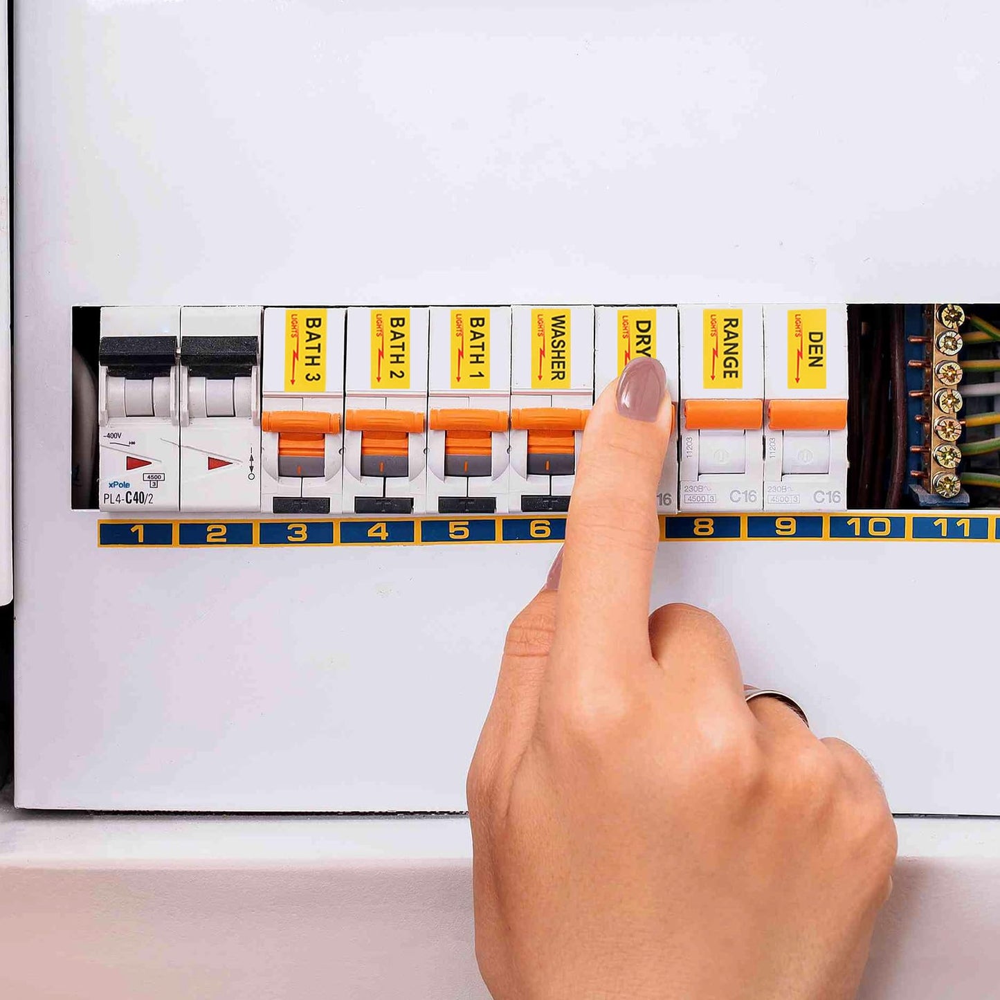 2 Sheets/258Pcs Circuit Breaker Labels, Self-Adhesive Electrical Panel Labels Waterproof Breaker Panel Stickers for Home Office Apartments and Electricians (Yellow) Yellow