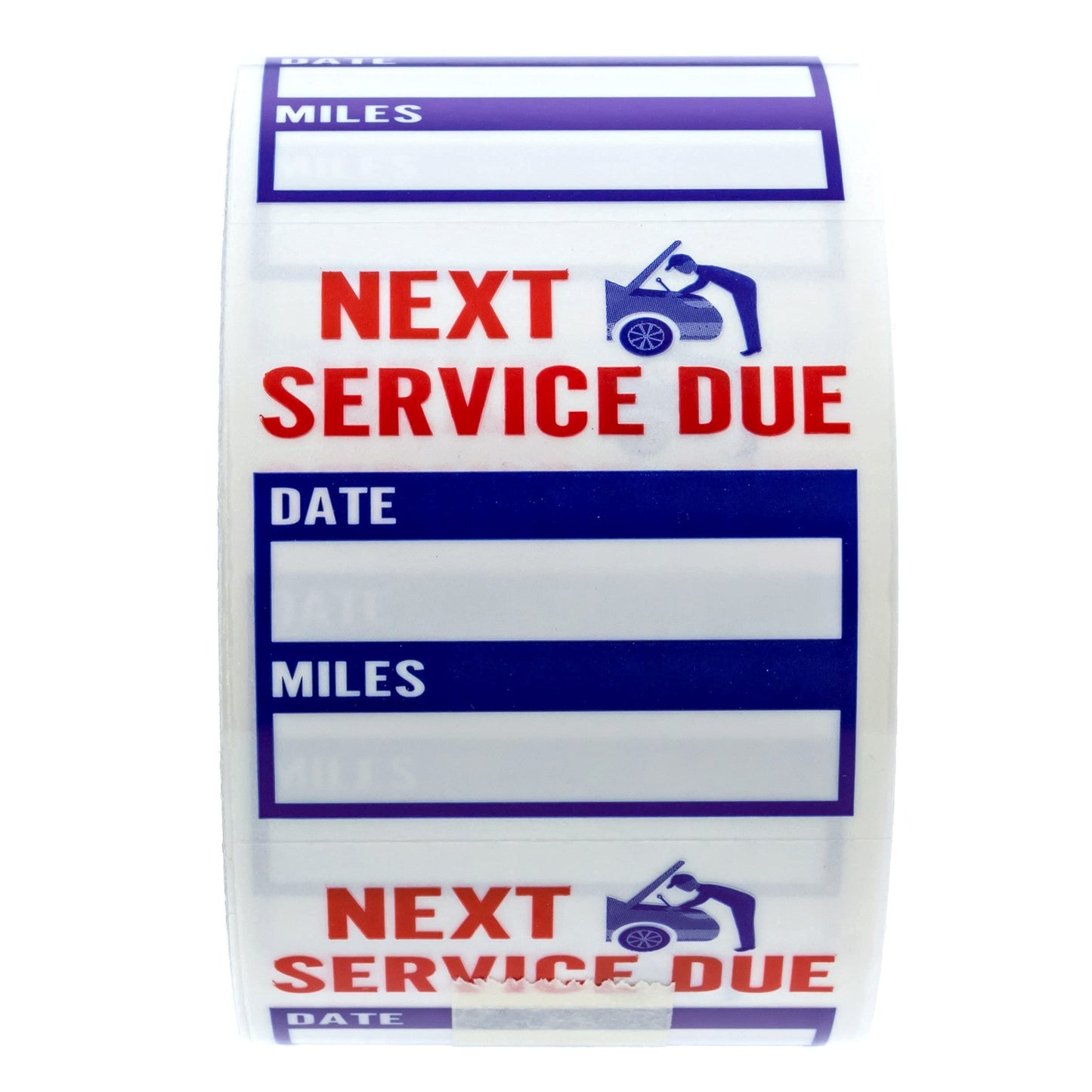 Oil Change Service Reminder Stickers / 500 Red Clear Blue Next Service Due Removable Labels / 2" x 2" Square Automotive Window Sticker/Made in The USA 500 Oil Change Labels Blue Red Service Due