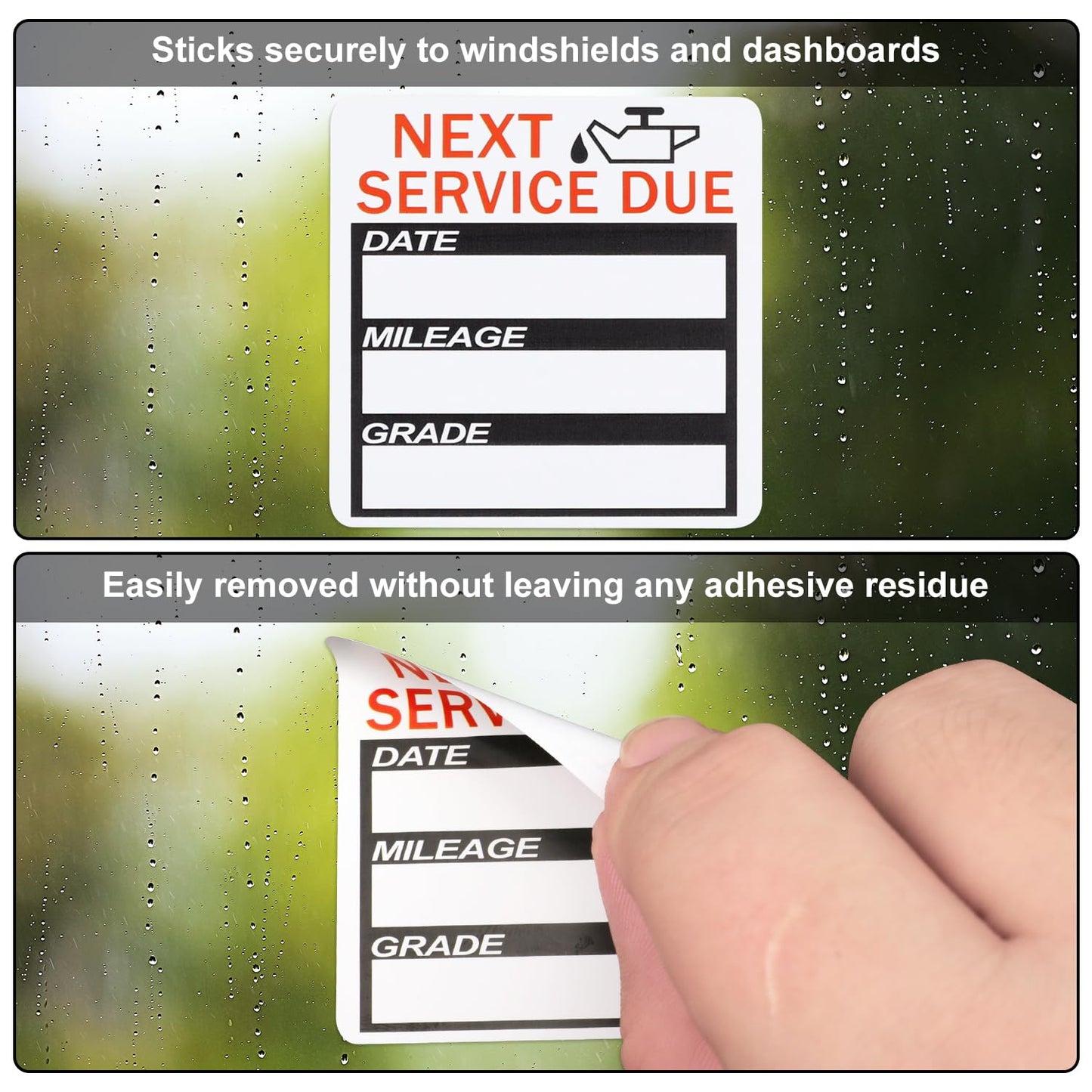 120pcs Oil Change Stickers, 1.97 Inch Next Service Due Stickers Removable Oil Change Reminder Labels Oil Change Decal Static Cling, No Residue for Vehicle Windshield Window
