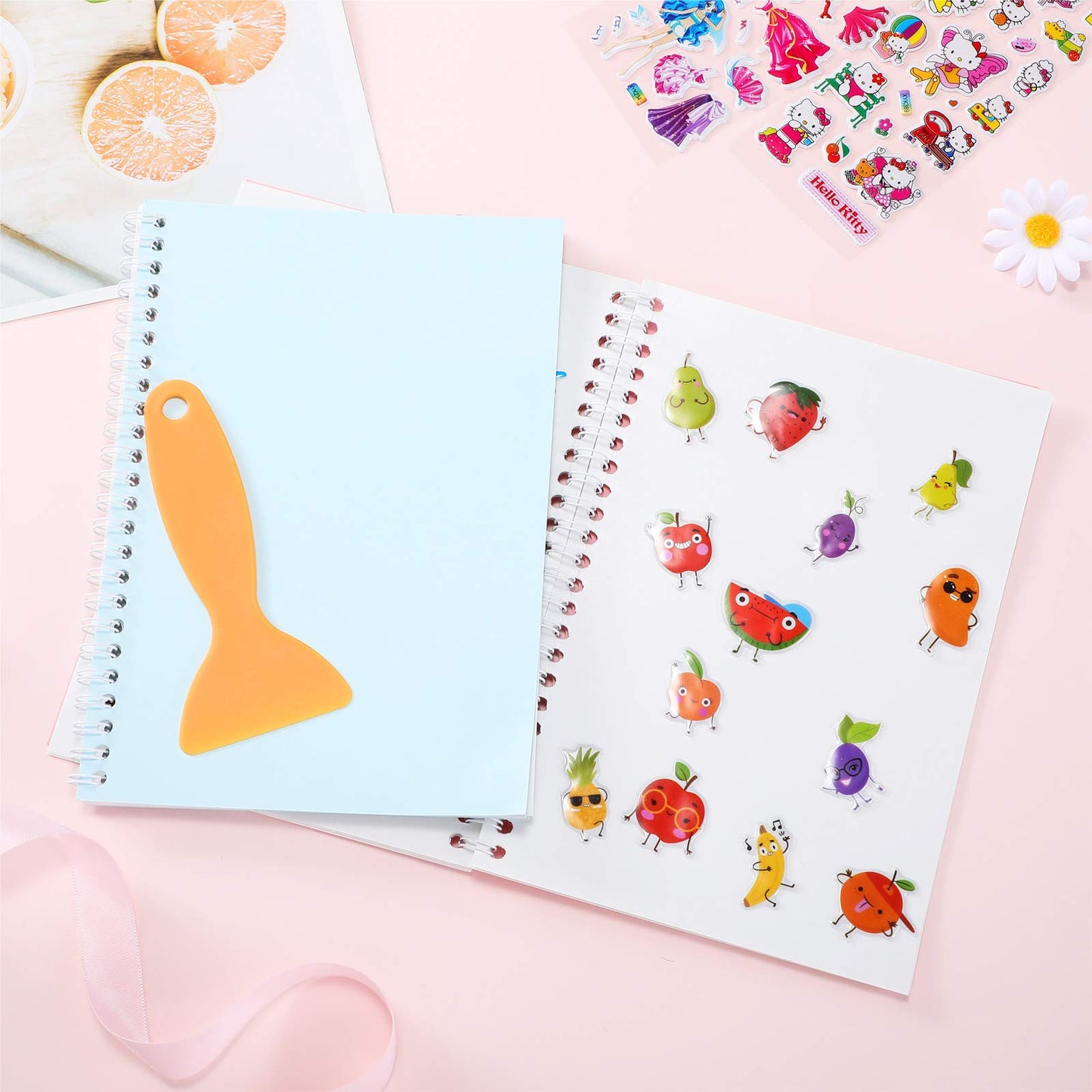 Zonon 2 Pcs Sticker Book Collecting Albums Reusable Sticker Collecting Books 8.3 x 5.8 Inches Blank Keeper Accessories Labels with a Plastic Spatula(Minimalist) Minimalist