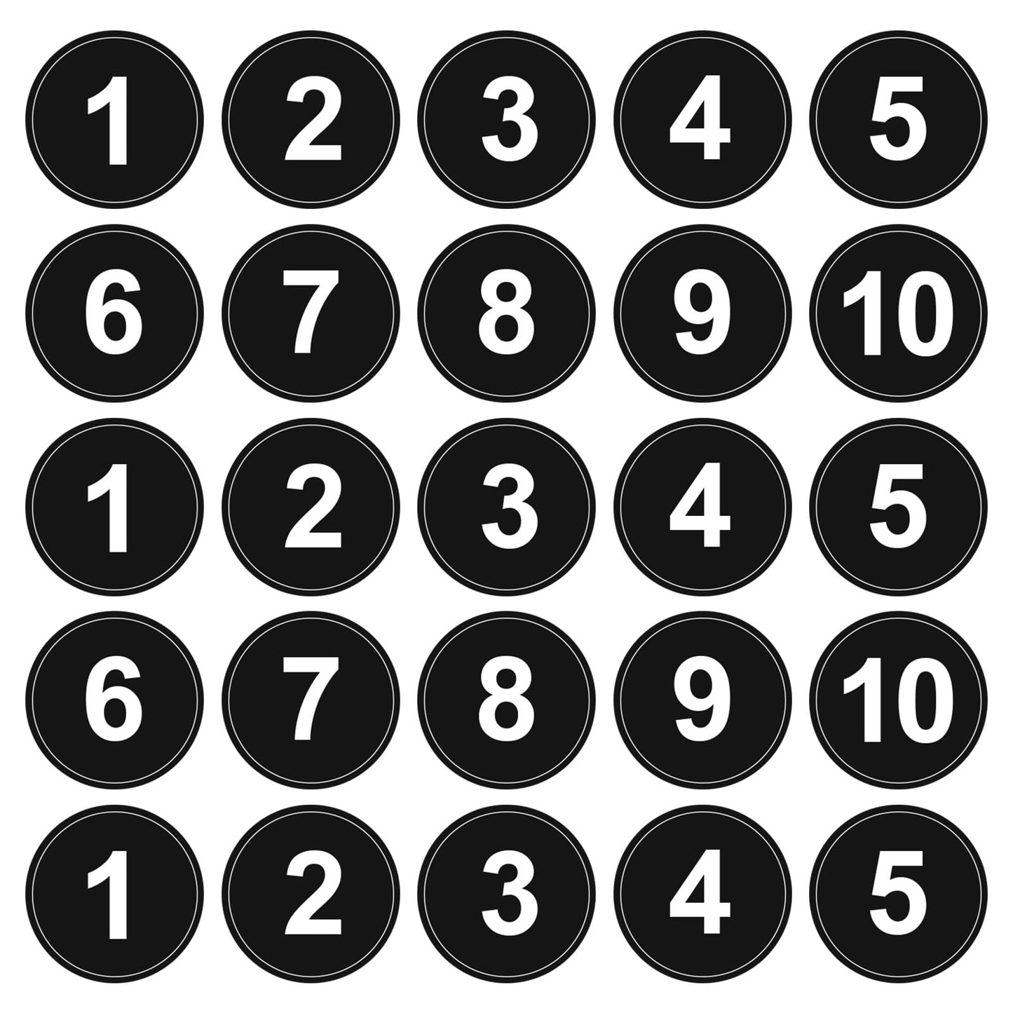 40 PCS Self-Adhesive Number Stickers 1.6 in Black Vinyl - Small Round Removable Labels for Inventory Storage (1-10)